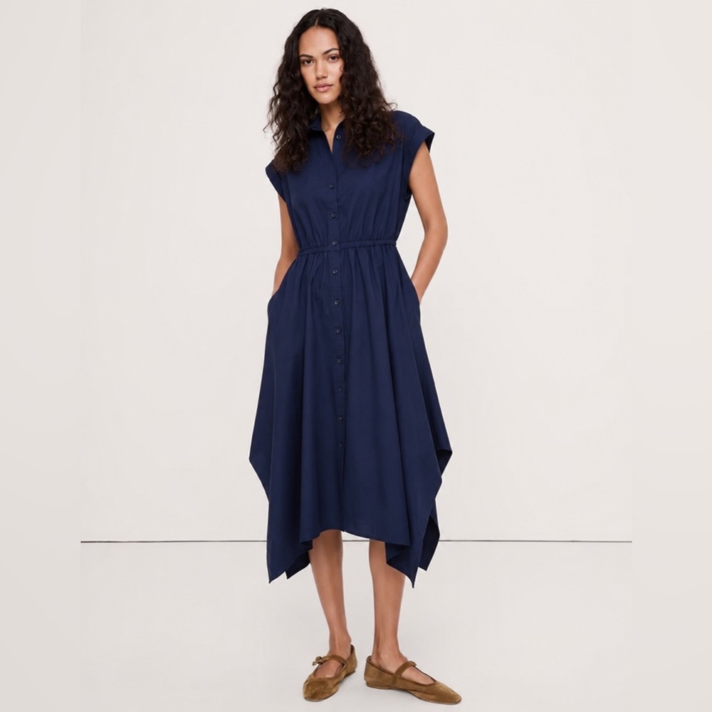 NEW! GAP Navy Blue Poplin Handkerchief Shirtdress - Multiple ☎️